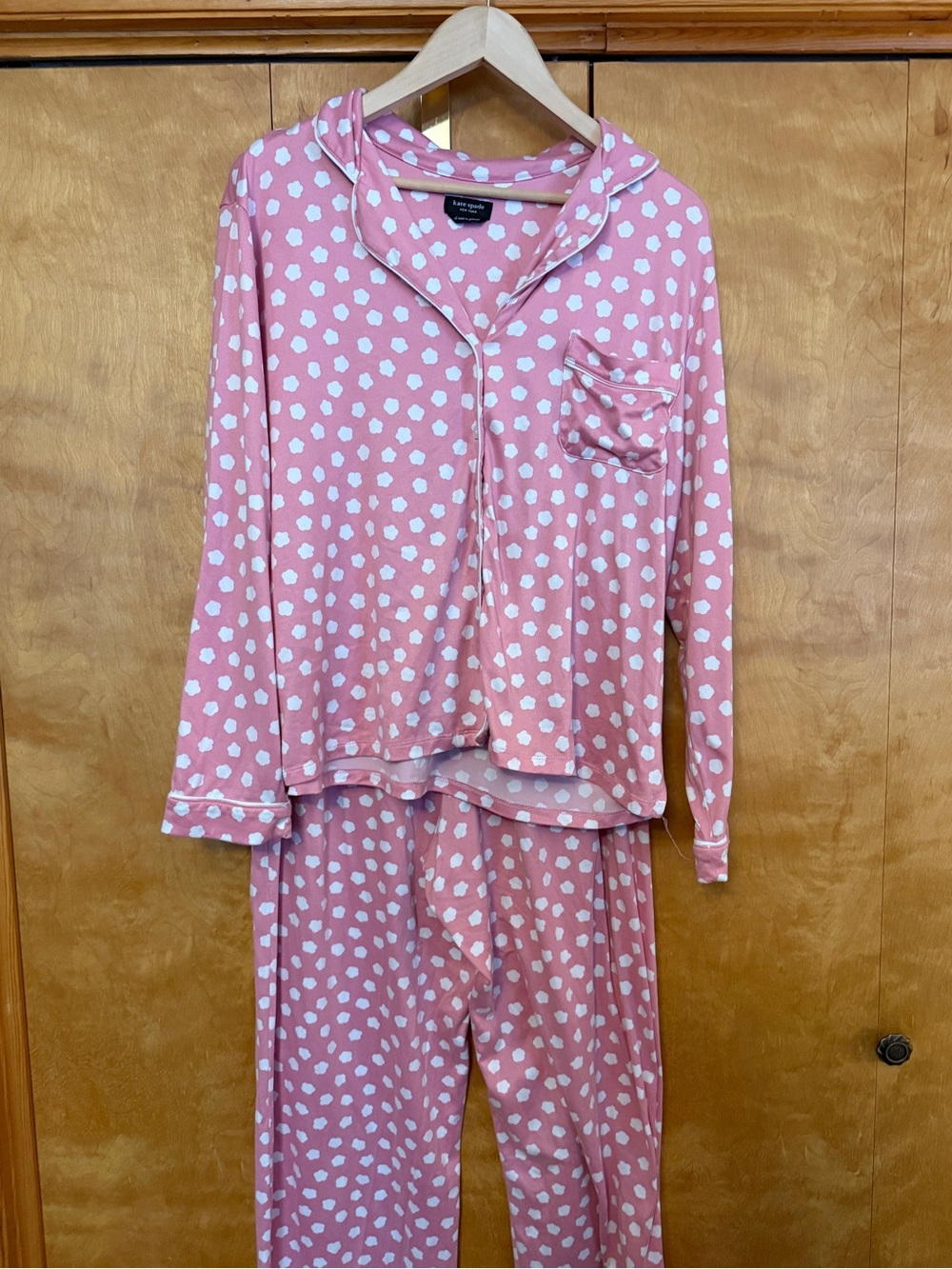 Kate Spade Long Sleeve Two piece Pajama Set pink size x-large